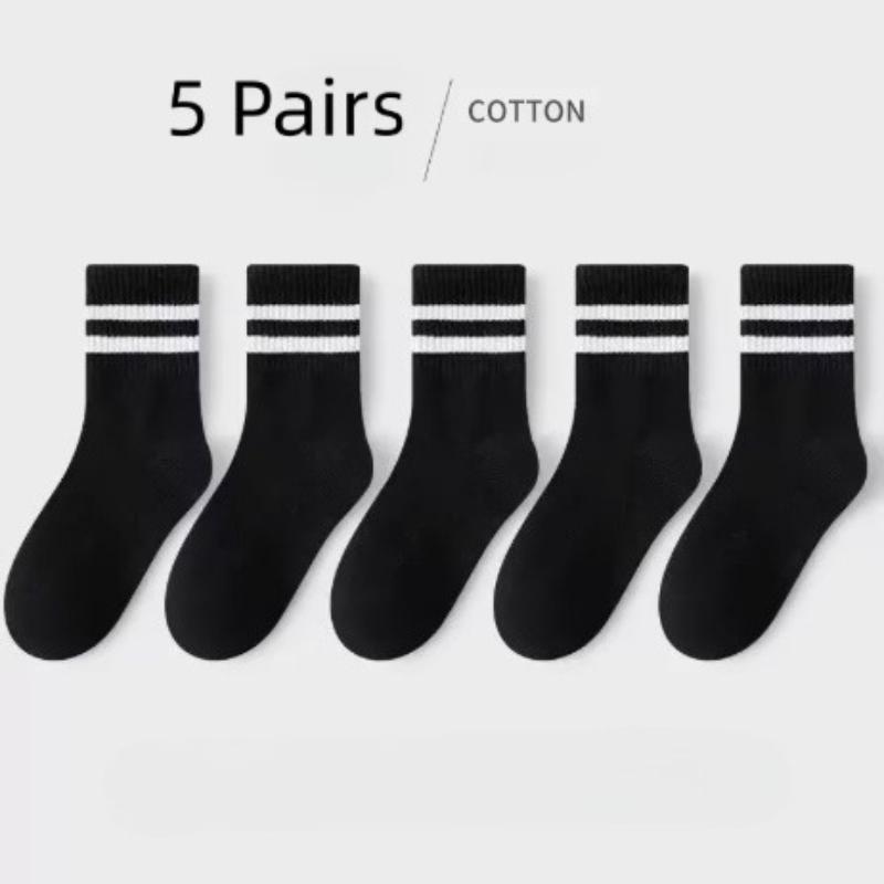 Comfortable 5 pairs of children's socks all season cotton socks black and white children's socks suitable for boys and girls