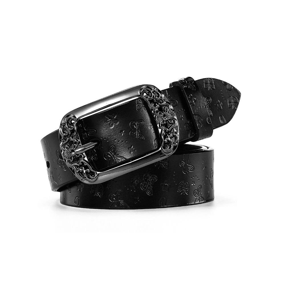 Alloy Pin Buckle Carved Waist Belt Harajuku Punk Waistband Fashion PU Leather Belt  For Women