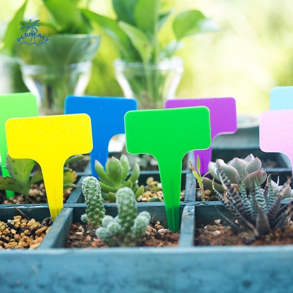 100PCS Waterproof Nursery Garden Plant Tags Moisture-proof Sunscreen T-type Tags Colorful Thickened Markers Label Seedlings Tray