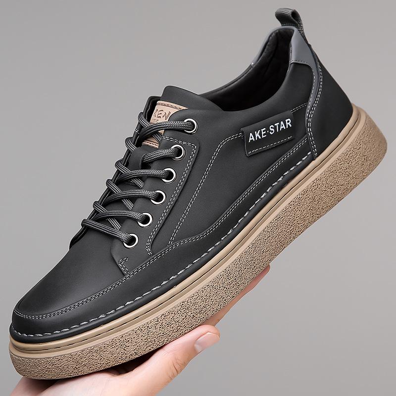 2024 autumn new men's handmade online casual leather shoes men's lace-up versatile board shoes youth trendy shoes men 2152