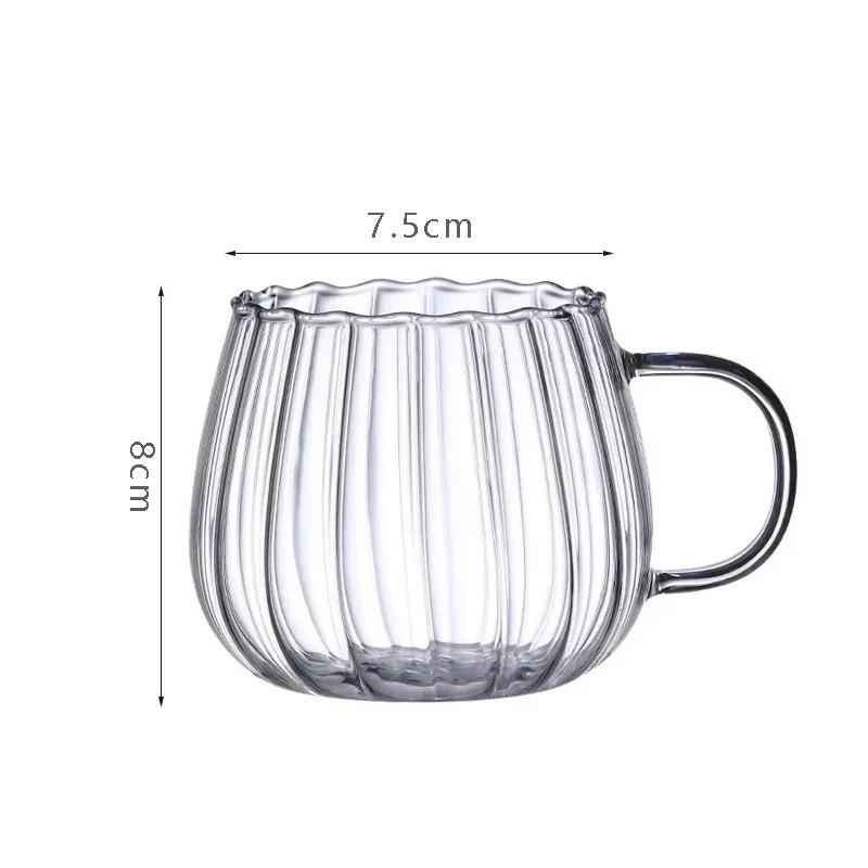 Transparent Glass Cup Creative Coffee Mug Tea Dessert Breakfast Milk Cups Wine Glass Water Cup with Handle Glassware Drinkware