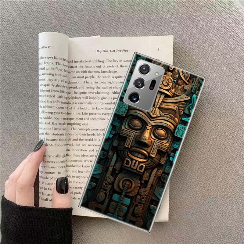 Aztec Maya Stone Phone Case For Samsung Galaxy S25 Edge S24 S23 FE S22 S26 Ultra S21 S20 S10 Plus Capa Soft