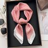 Minimal Striped Small Square Scarf Women'S Spring And Summer Simulation Silk Scarf Foreign Style Neck Protection Scarf Headband Headscarf