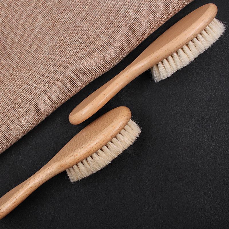 Men's Slicked Back Hairstyle & Beard Brush - Soft Goat Bristle for Comfortable Grooming