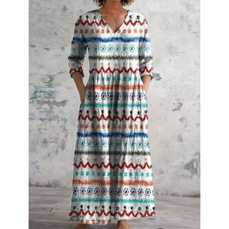 2026 spring new pocket women s dress European and American women s clothing loose v-neck fashion high-end S