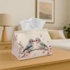 1pc Decorative Bird And Animal Tissue Box - Elegant Watercolor Bird And Foliage Print Durable Polyester Fabric Napkin Holder Organizer with Sturdy Con