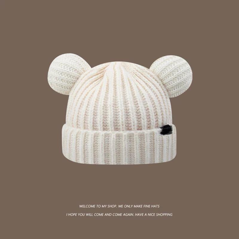 Hat Women's Autumn and Winter Wool Hat Stacking Hat Cold Hat Couple Baotou Hat Knitted Hat Spring and Autumn Confinement Hat Big Head Circumference