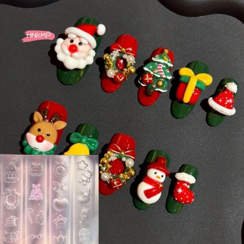 3D Baroque Angel Butterfly Christmas Tree Snowman Nail Art Mold Silicone Carving DIY Manicure Template for Nail Decorations