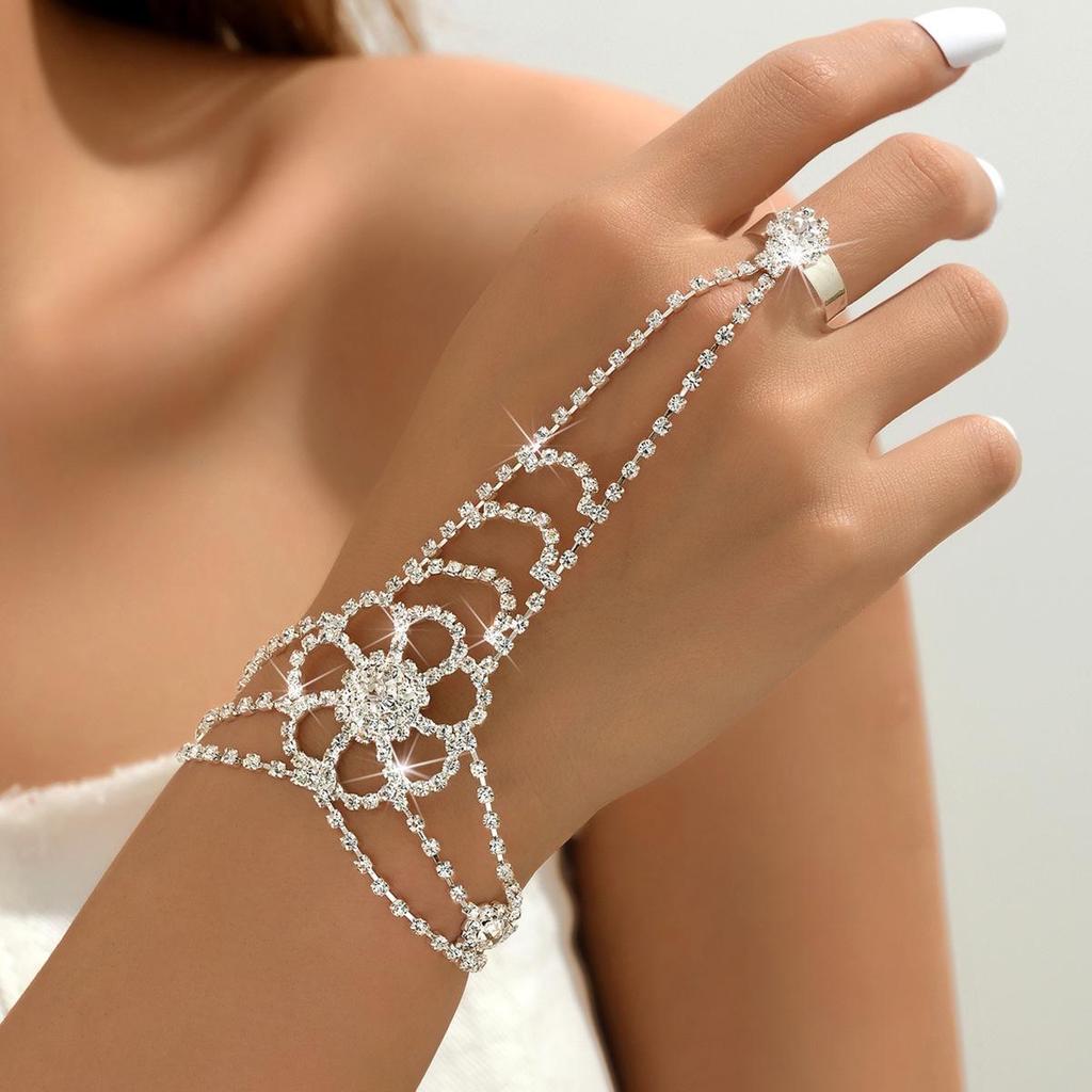 Trendige Strass-Fingerlose Handkette mit europäischem und amerikanischem Flair