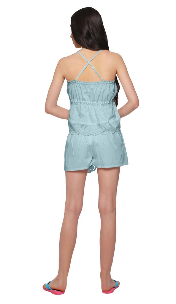 Moomaya Women's Short Sleeve Nightdress For Ladies Solid Cotton Nightwear