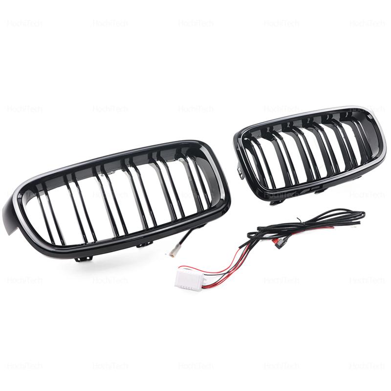 LED Light Front Bumper Racing Grille Grill For BMW 3 Series F30 F31 320i 330i 335i 2012-2019 1 Pair Gloss Black Kidney Grills