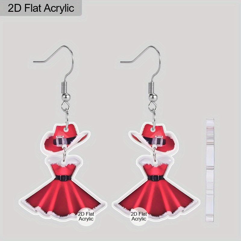 

2D Плоские Серьги-подвески в виде Рождественской шляпы и юбки, легкий акриловый материал, подходят для женщин, идеально подходят для подарков на вечеринку, украшений и рождественских подарков.