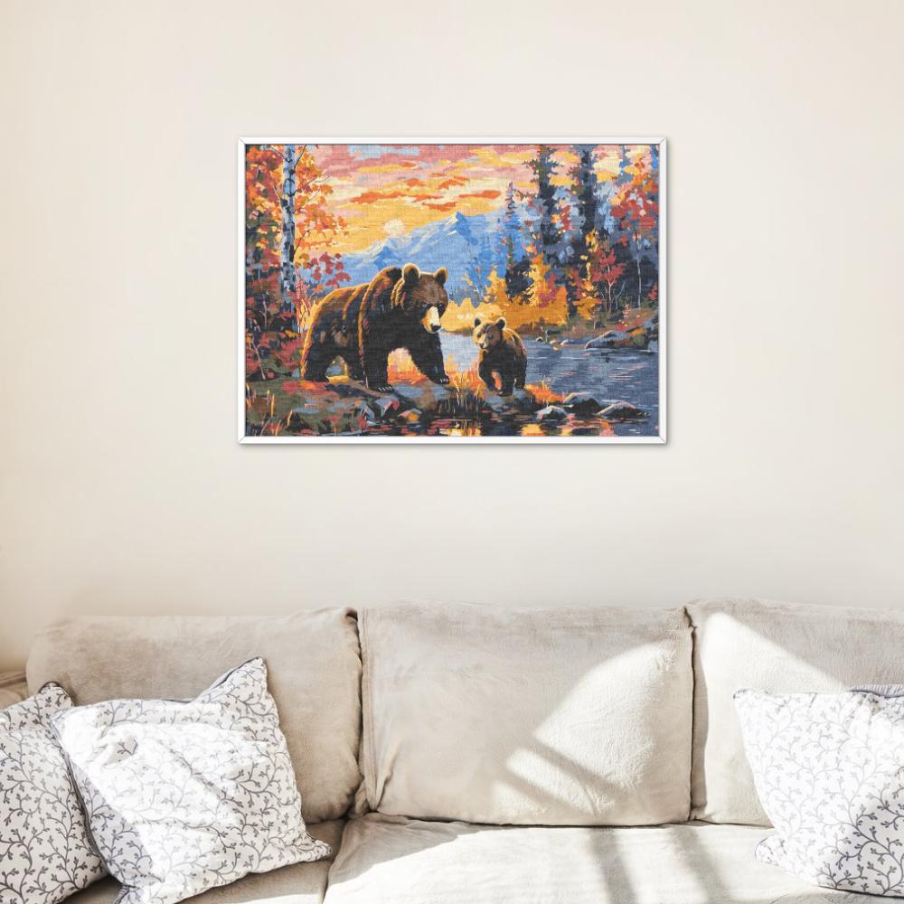 Malowanie Po Numerach Obrazy Do Malowania - Niedźwiedzia Rodzina 50X40 Cm