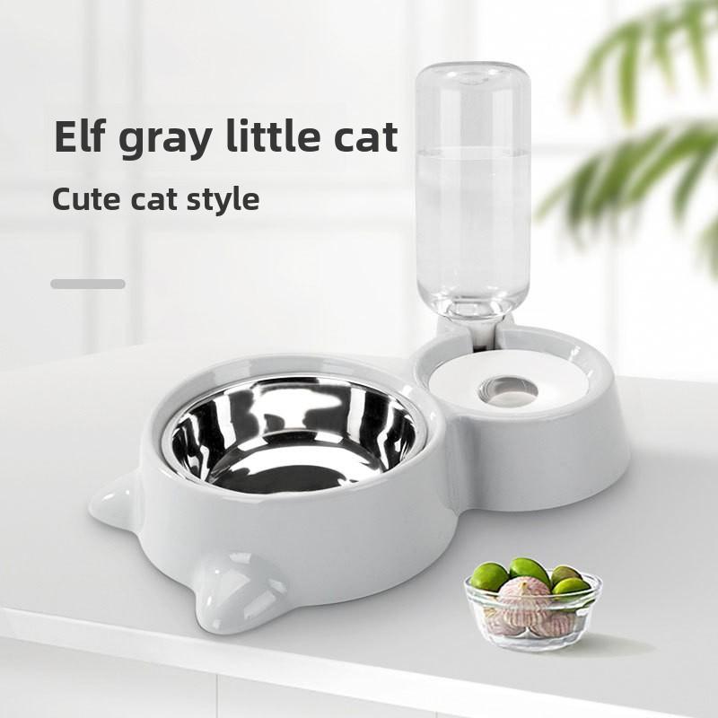 Dog Bowl Small and Medium Dog Food Basin Cat Bowl Automatic Cat Water Drinker Rice Basin Stainless Steel Double Bowl Pet Supplies