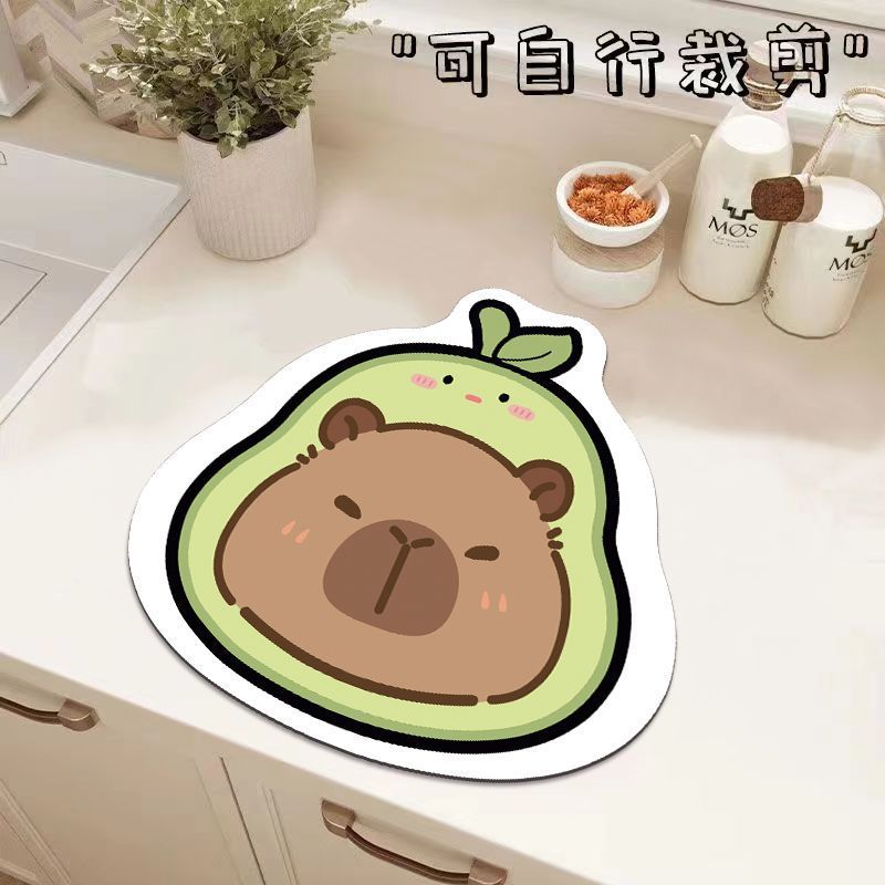 Cartoon Diatom Mud Table Mat, Kitchen Countertop Drain Mat, Anti-Scalding And Water-Absorbing Quick-Drying Mat, Wear-Resistant And Dirt-Resistant