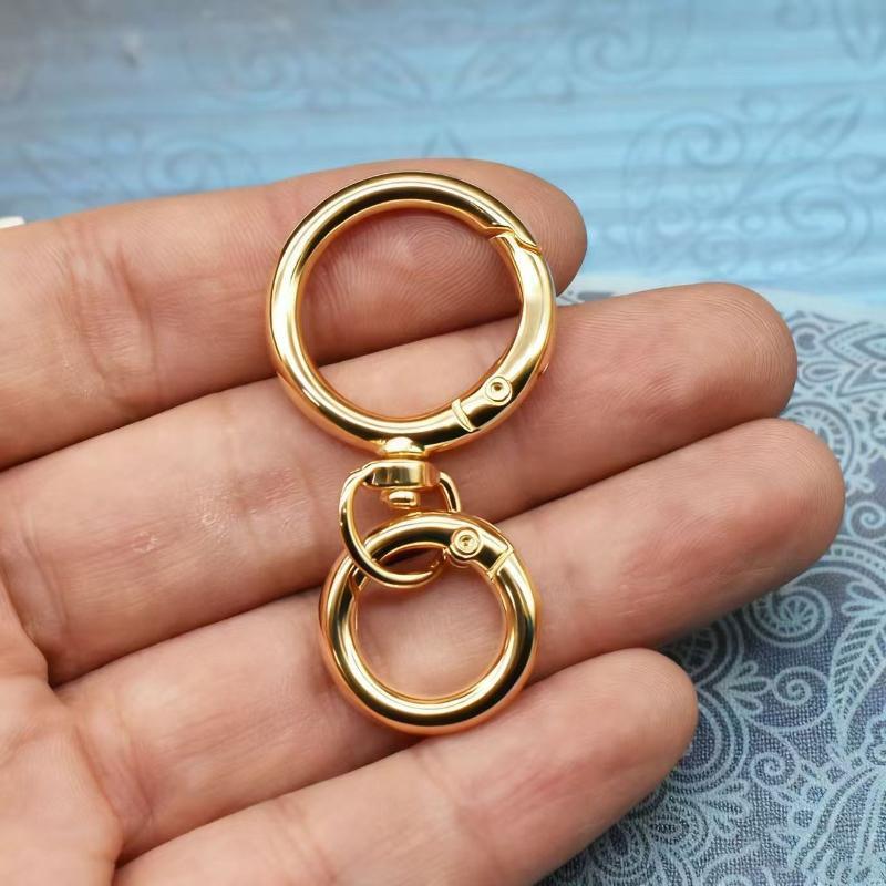 2Sets Round Spring Snap Carabiner Clip O Rings Swivel Trigger Hook Metal Clasps Keychain For Handbag Lanyards Diy Crafts