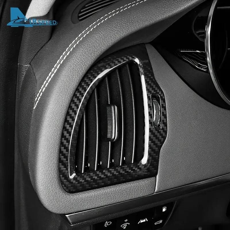 Real Hard Carbon Fiber Cover For Kia Stinger 2018      LHD Car trument AC Outlet Vent Frame Interior Trim
