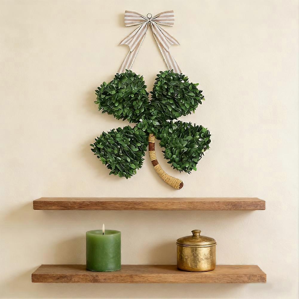 Cross-Border New Saint Patrick's Day Wreath Lucky Four-Leaf Clover Wooden Door Hanger Fireplace Wall Decoration Pendant