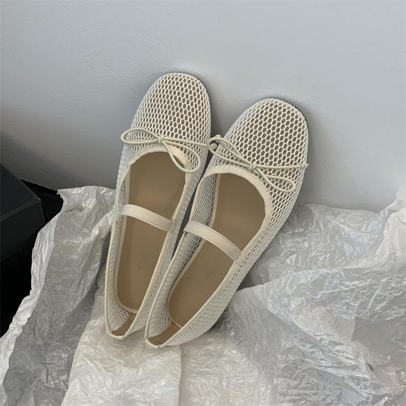 Fashion 2025 New Luxury Spring/Summer Women Mesh Hollow Elastic Band Flat Bottom Non Slip Casual Shoes Flat Bottom Shoes