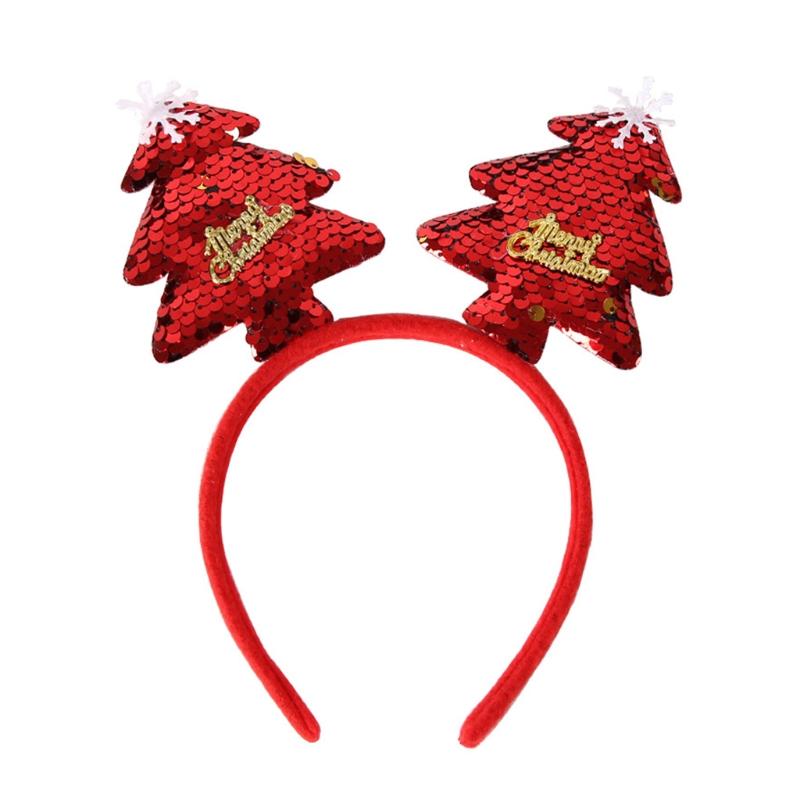 Santa Claus Headband Elk Hair Hoop Elastic Xmas Tree Headbands Christmas Photo Prop for Creative Holiday Party Headpiece