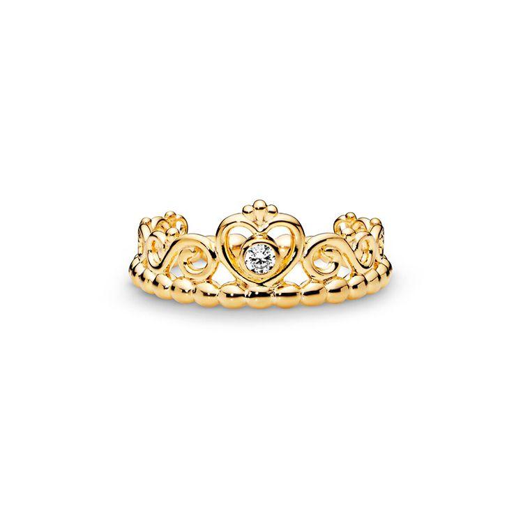 Pandora Shine Prinzessinnenkrone Ring Damenringe Gold 167158CZ 54 beige