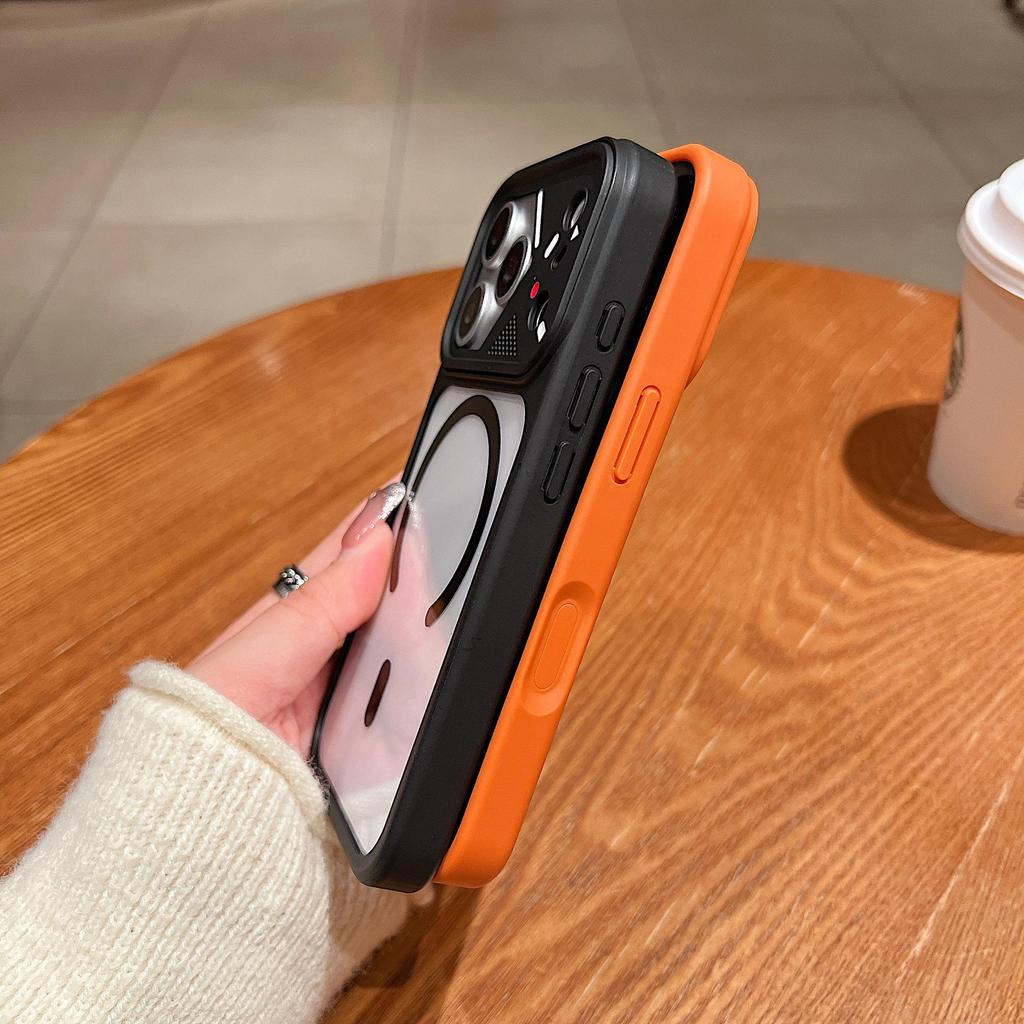 Compatible with iPhone 17 Pro Max: Ya Dun Acrylic Magnetic Transparent B-ring Lens Protection Case.