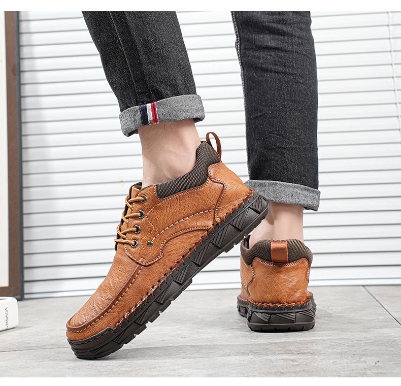 Herren Große Größe Handgenähte Leder Martin Stiefel - Lässige Herbst/Winter Kurze Arbeitsstiefel