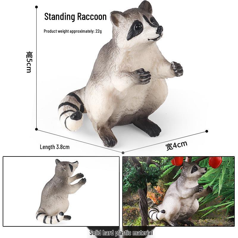 Wild Animal Simulation Model: Raccoon, Angora Goat, Squirrel Ornament Toy Set