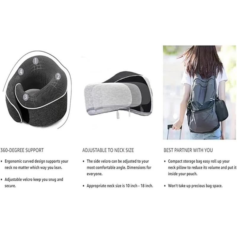 Memory Foam Travel Neck Pillow Ultimate Comfort Neck Pain Relief Ergonomic Support Ideal Suitable For Airplane Cars Home
