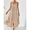 Women's Solid Color Spaghetti Strap Irregular Hem Maxi Dress Loose Sleeveless Casual Long Sundress