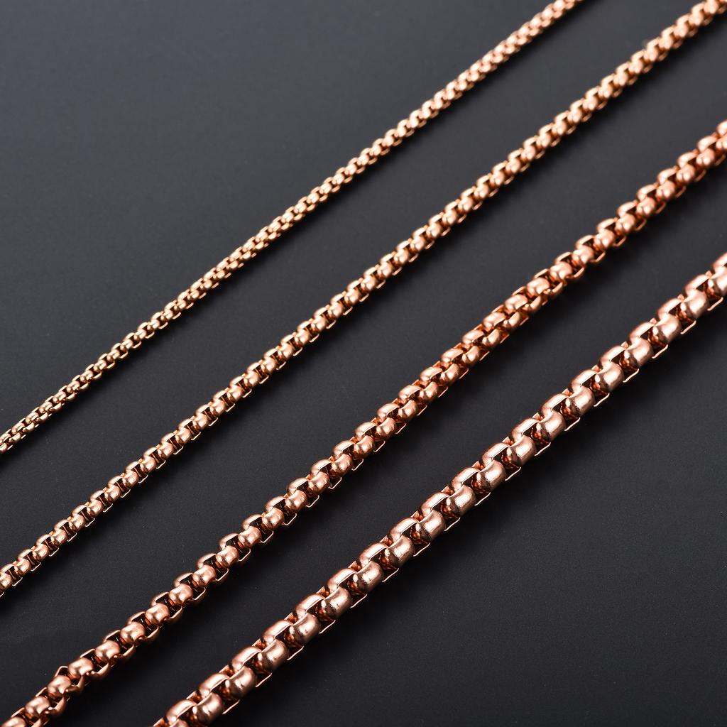2/3/4/5mm Klasyczny Męski Stal Nierdzewna Rolo Kwadratowy Sześcian Łańcuszek Naszyjnik dla Mężczyzn Kobiet Posrebrzany Różowym Złotem Choker Metalowa Biżuteria