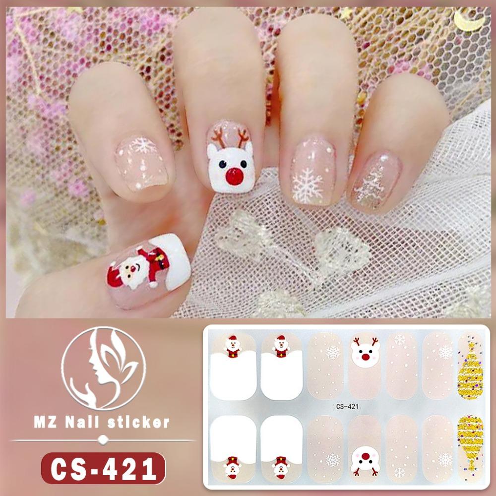 Christmas Waterproof No-bake Gel Nail Polish Film Full Sticker European and American Style Nail Film Sticker Nail Film Sticker