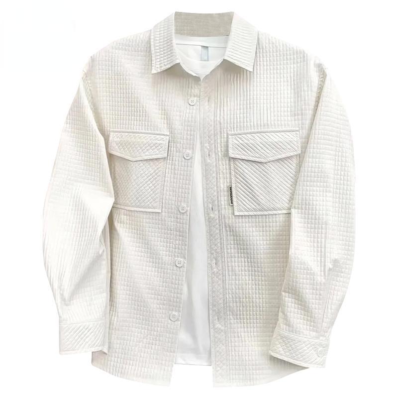 2024 Весенне-осенняя новая мужская рубашка в клетку с двумя карманами и вышивкой 4XL — фото 3