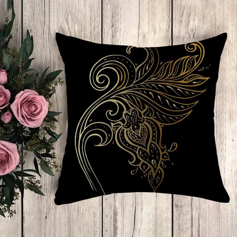 Anime Polštář Černá Zlatá Tisk Dekorační Povlaky na Polštáře Povlak na Polštář Polštáře na Pohovku Potah na Polštář x Dekorační Polštáře