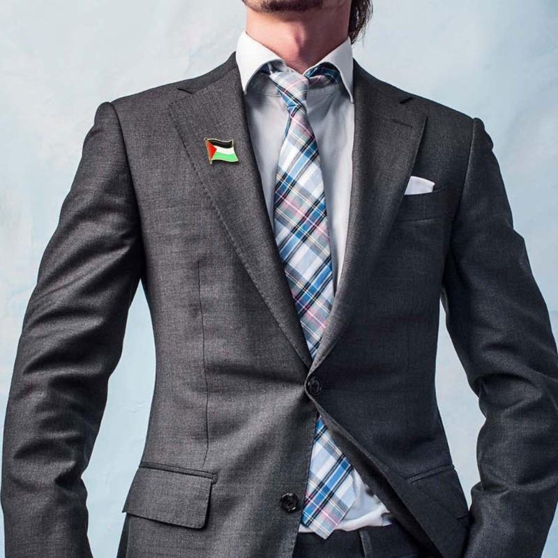 Palestine Flag Lapel Pin Metal Badges Symbol National World Flags Palestine Brooch Alloy Pins Cowboy Clothes Bag Pin