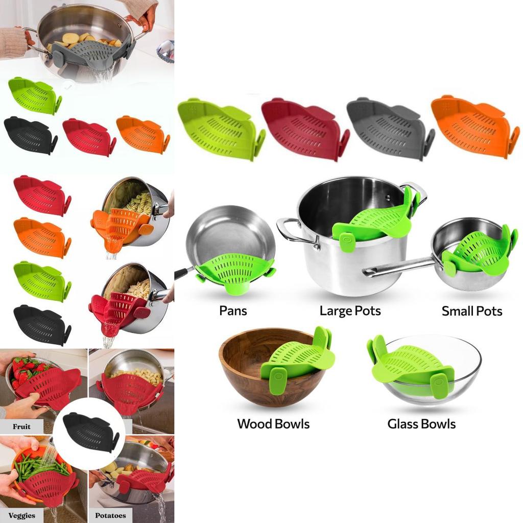 Premium Silicone Pasta Strainer Wide Mouth Colander For Effortless Vegetable And Fruit Drainage In Vibrant Colors