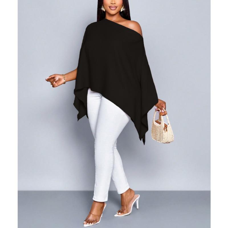 Dames Casual Off Shoulder Losse Vleermuismouw Effen Kleur Elegante Blouse