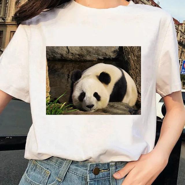 Cute Giant Panda Graphic Tshirt Wos Summer Sexy Top Casual Printed Shirt Fashionable Summer Fashion Polyester Fabric