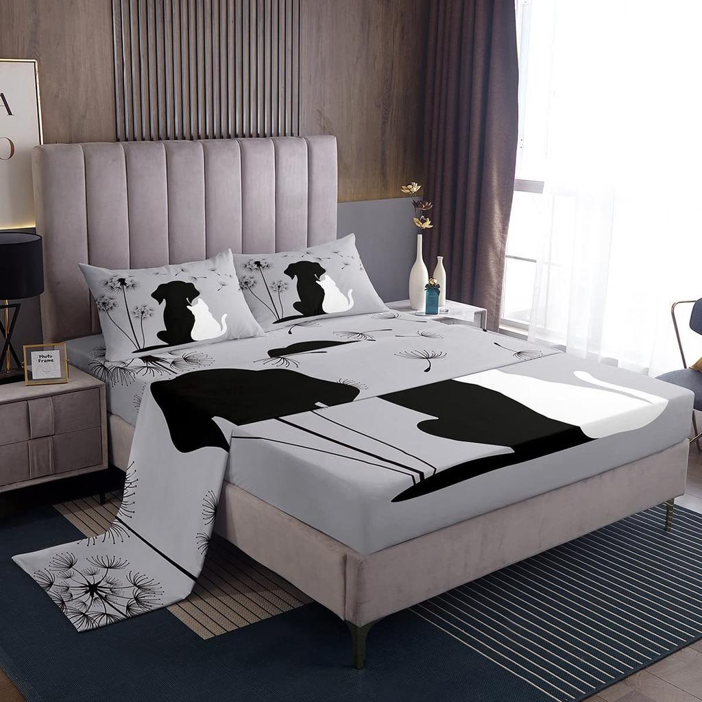 Animal Deer Bear Pattern Sheet Four-Piece Bedding Set Bedroom Dormitory Bedding Decoration