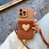 Cute Crossbody Lanyard Necklace Strap Card Holder Phone Case For iPhone 17 16 11   14 15 Pro Max Plus 3D Love Heart Cover
