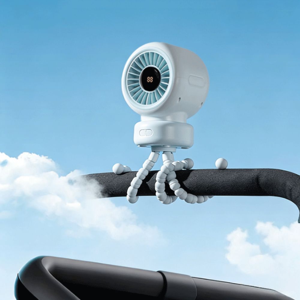 3 Speeds Stroller Fan 12H Runtime Rechargeable Fan Clip Design Octopus Clip Fan Crib Use