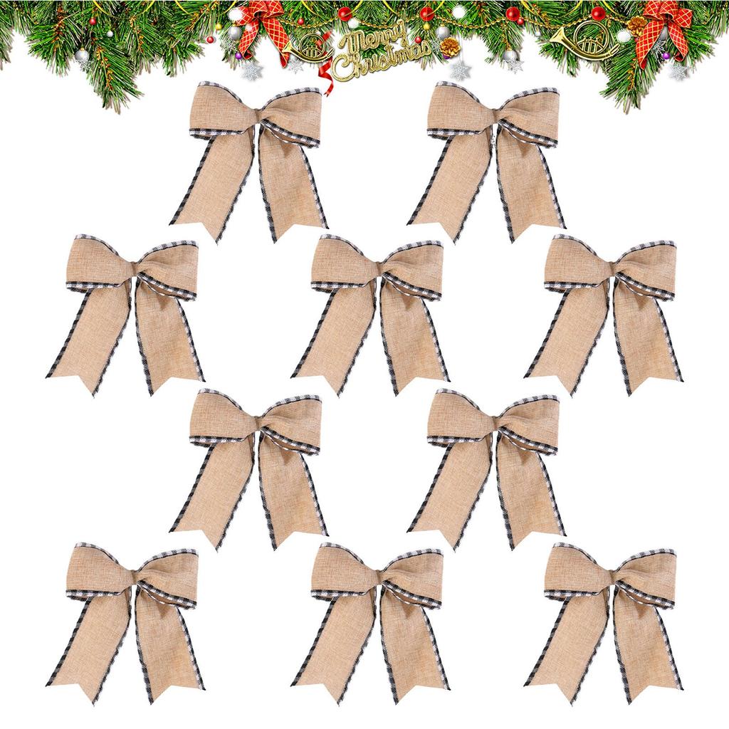 10 Piezas Guirnaldas de Navidad de Tela Lazos Guirnalda de Flores de Navidad Vintage Adornos Decoración para Copa de Árbol de Navidad Para Boda