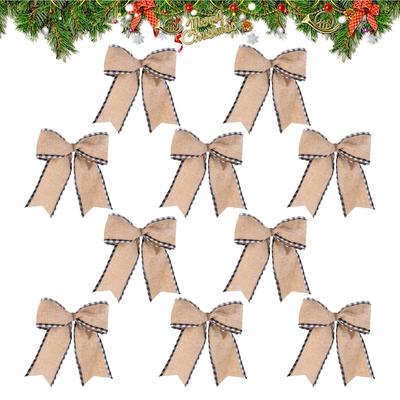 10pcs Cloth Christmas Wreaths Bows Vintage Christmas Flower Garland Bows Ornaments Christmas Tree Topper Decor For Wedding