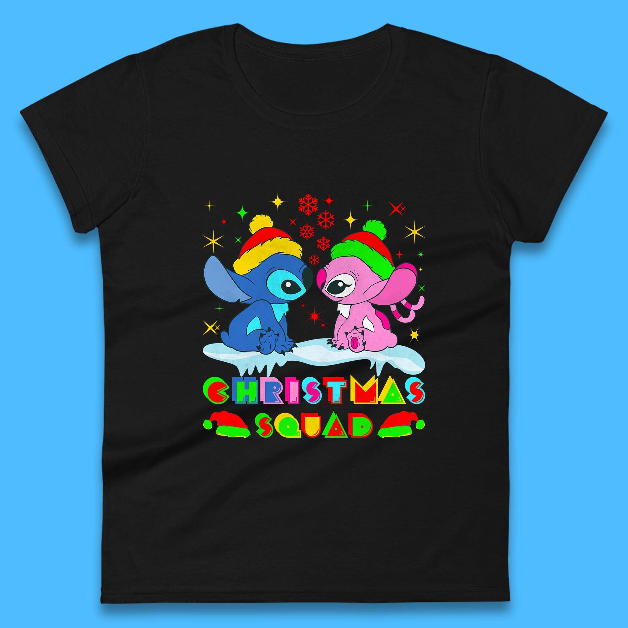 Stitch And Angel Christmas Squad Womens T Shirt Mens Tops Tees Unisex Christmas Top L