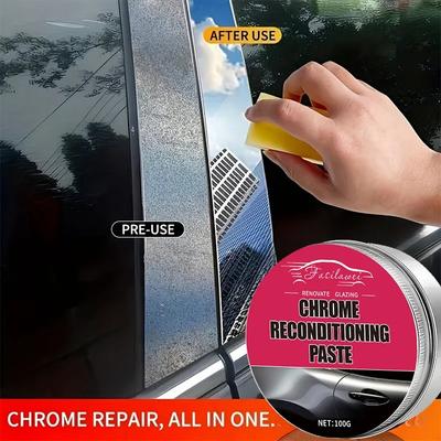 Chrome Plated Restoration Paste | Chrome Polishing Compound for Car Door Handles and Windows | Oxidation Removal Paste for Vehic