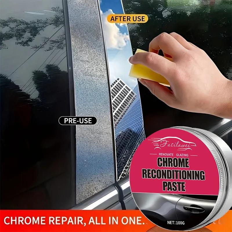 Chrome Plated Restoration Paste | Chrome Polishing Compound for Car Door Handles and Windows | Oxidation Removal Paste for Vehic