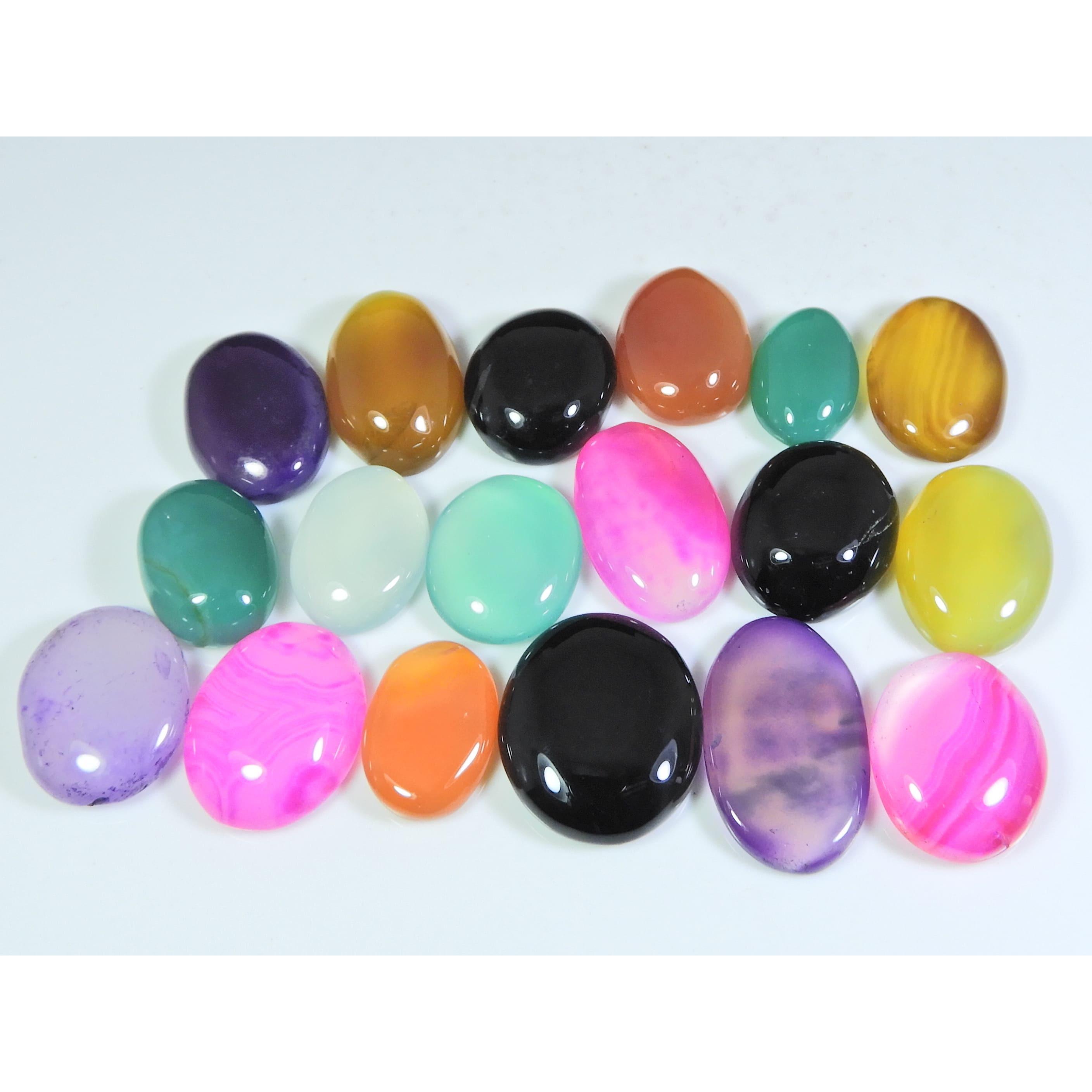 

293Cts. Natural Onyx Agate Ring Size Oval Cabochon Loose Gemstone 18Pcs Lot A-637