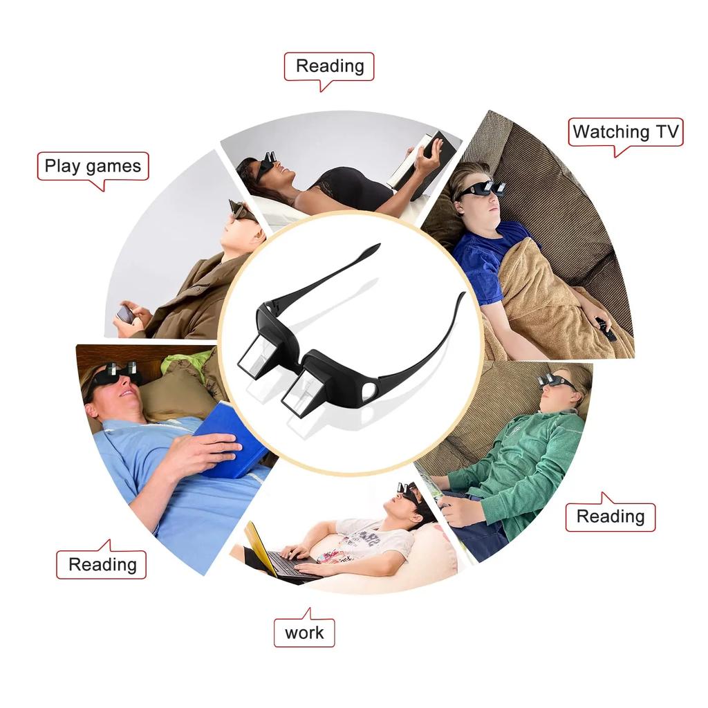 Lazy Eyeglasses Lazy Reading Glasses Prismatic Periscope Horizontal Glasses Lying Down Bed Reading Watching Hd Readers Glasses Quality