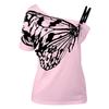 Trendy Summer Butterfly Print Off-shoulder T-shirt For Women Loose Fit