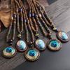 Women Ethnic Mala Horn Buddhist Nepal Long Necklace Necklace Wood Beads Pendant